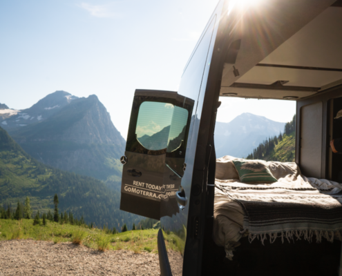 View of Yellowstone National Park from a Jackson Hole Campervan Rental by Moterra