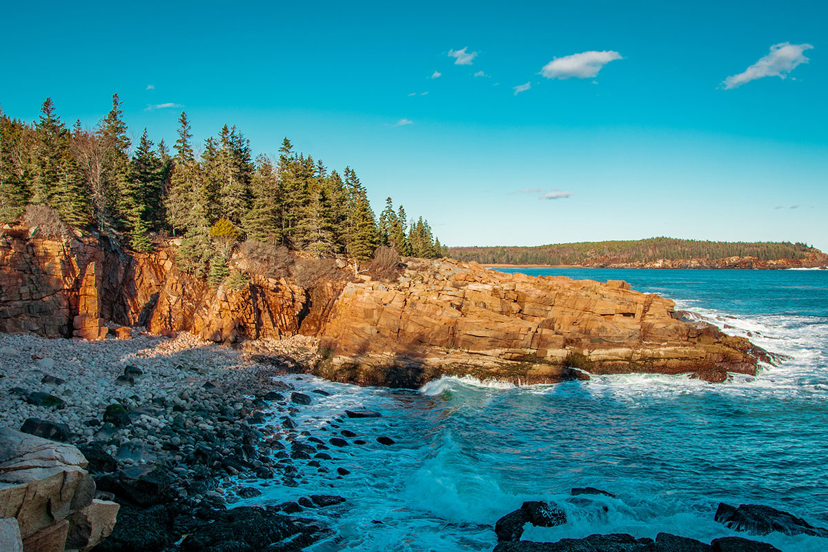Rocky and Treed Coastline in Maine