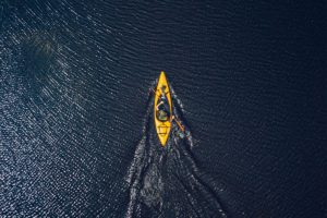 Aerial View of Kayaker in Noyo Bay, California
