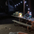 Camping Picnic Table Lit At Night