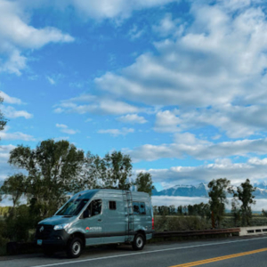 Side View of Moterra Luxury Sprinter Van Rental for Road Trip in Montana