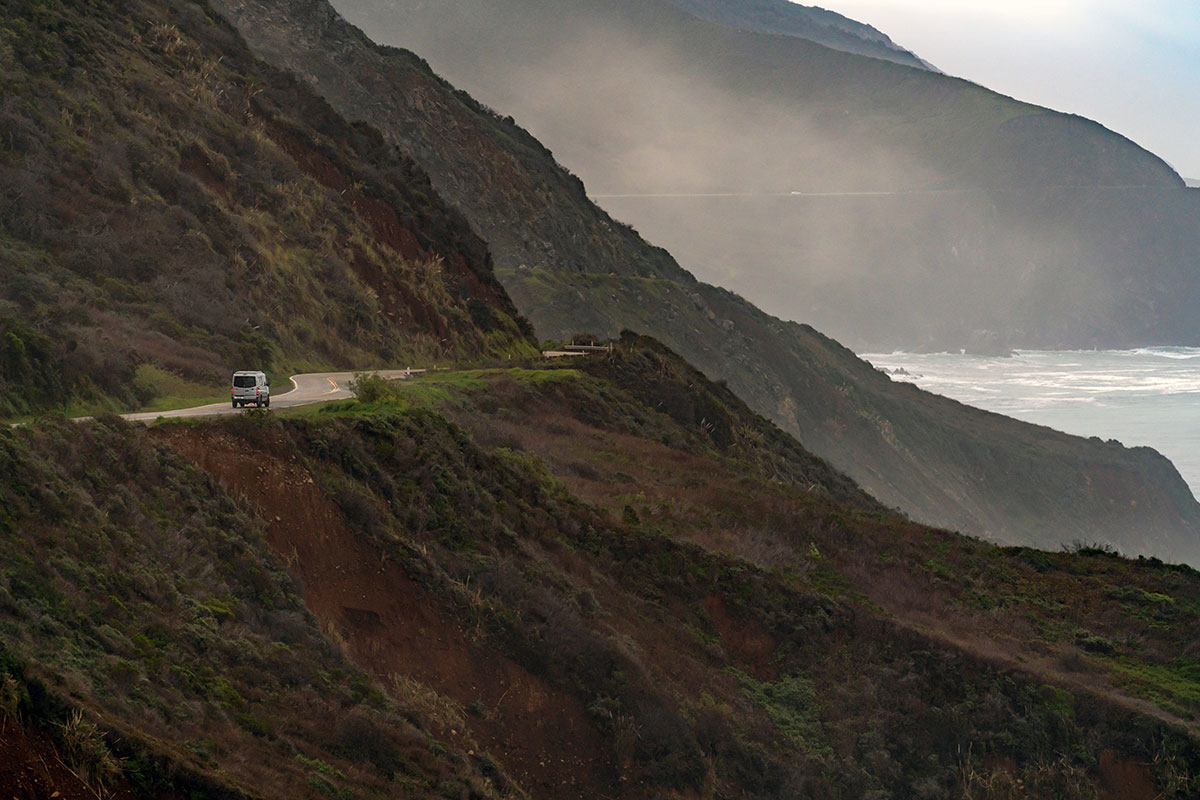 Moterra Campervan Rental Driving Pacific Coast Highway by Big Sur in California
