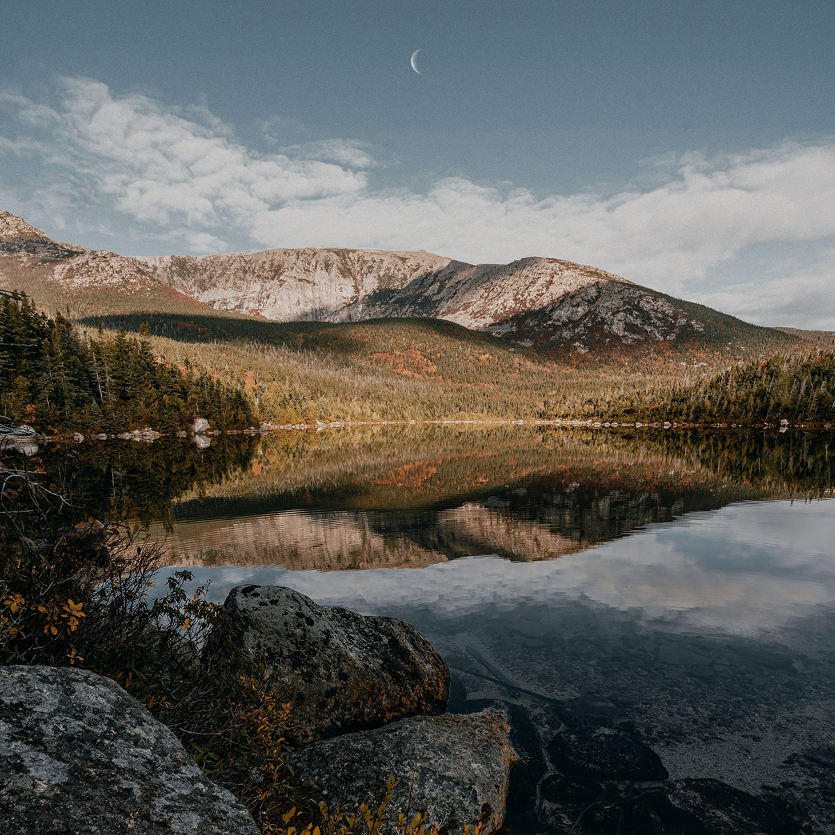 Mountains Reflected on Lake in Baxter State Park, Maine