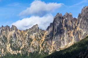 Jagged Mountain Peaks from Cascade Pass Trail in North Cascades National Park