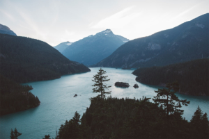 Diablo Lake by Colonial Creek Campground in North Cascades National Park