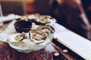 Freshly Caught Oysters on Ice at Restaurant on the San Juan Islands