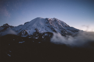 Stars Showing Over Mount Rainier at Sunrise