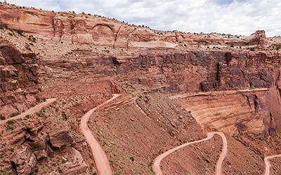 Side View of White Rim Road in Canyonlands National Park, Utah