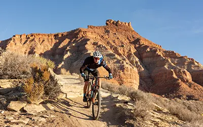 Mountain Biker in Monument Valley, Utah-Arizona