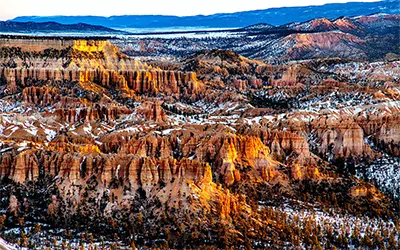 Snow-Dotted Landscape in Bryce Canyon National Park, Utah