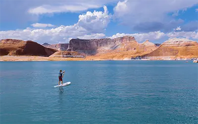 Paddleboarder on Lake Powell, Utah-Arizona