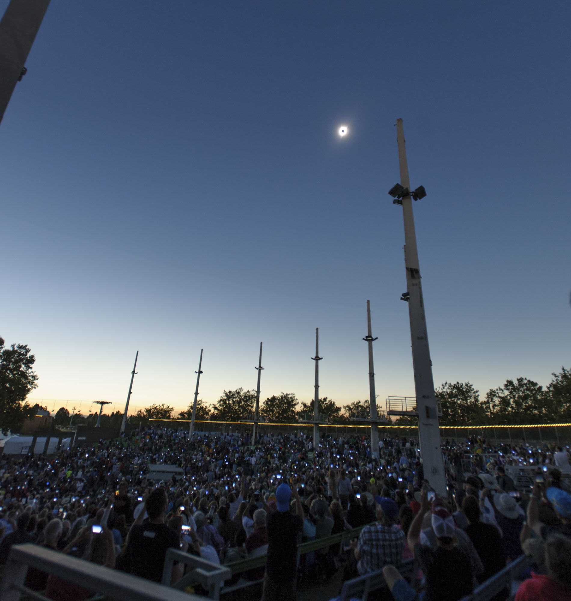 2017 Solar Eclipse totality as seen by the people attending the viewing event at the Oregon State Fairgrounds, Salem, Oregon.